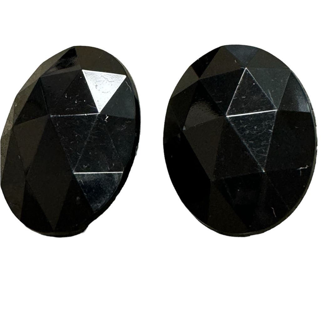 Les Bernard Vintage Black Faceted Acrylic Clip On Earrings 22$